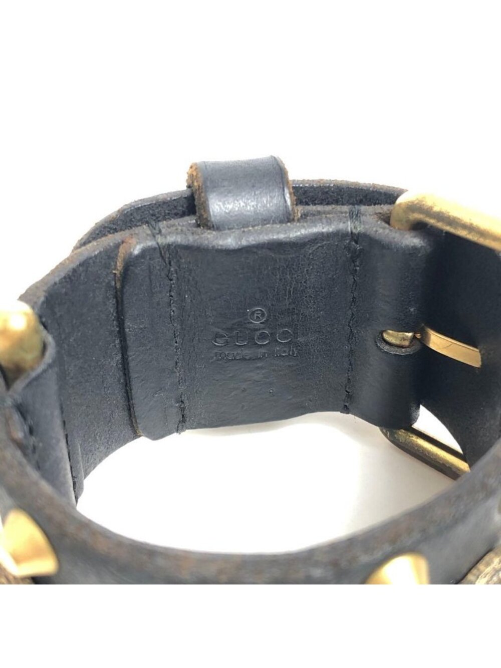 Gucci Leather Bracelet Cat Head Black Gold Hardware - Picture 5 of 10